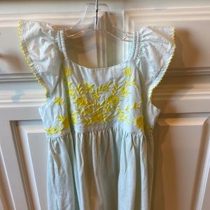 Baby Gap size 4 dress with embroidery - pale mint green with yellow flowers